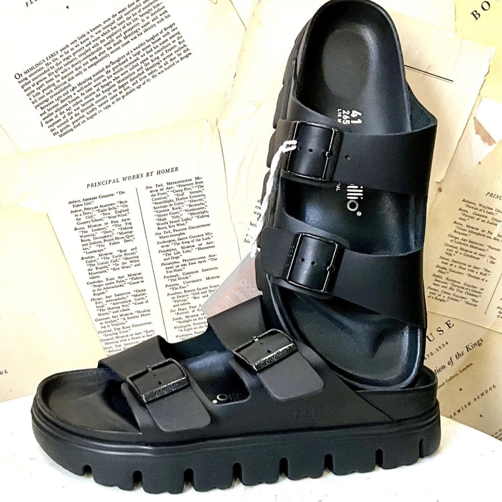 Free People Birkenstock Papillio Arizona Exquisite Chunky Sandal Black - Picture 2 of 9
